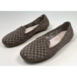 RIEKER Womens 6 / 36 Beige Laser Cut Rhinestone FLATS Loafer Slip-On Comfort EUC